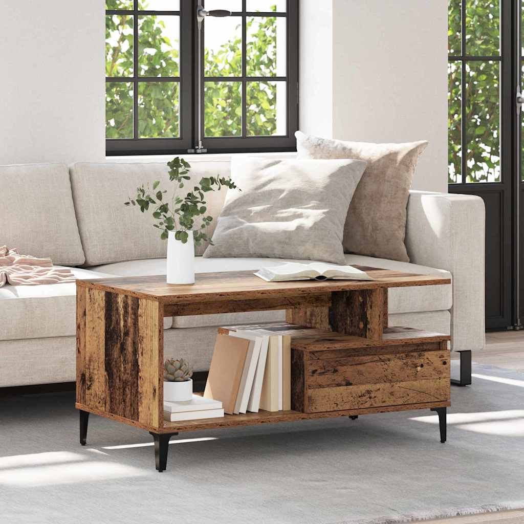 Couchtisch mit Schubladen Altholz 90 x 49 x 45 cm Holzwerkstoff