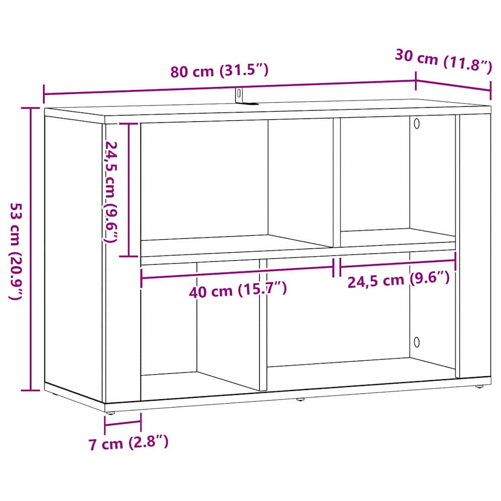 Sideboard Artisan-Eiche 80 x 30 x 53 cm Holzwerkstoff