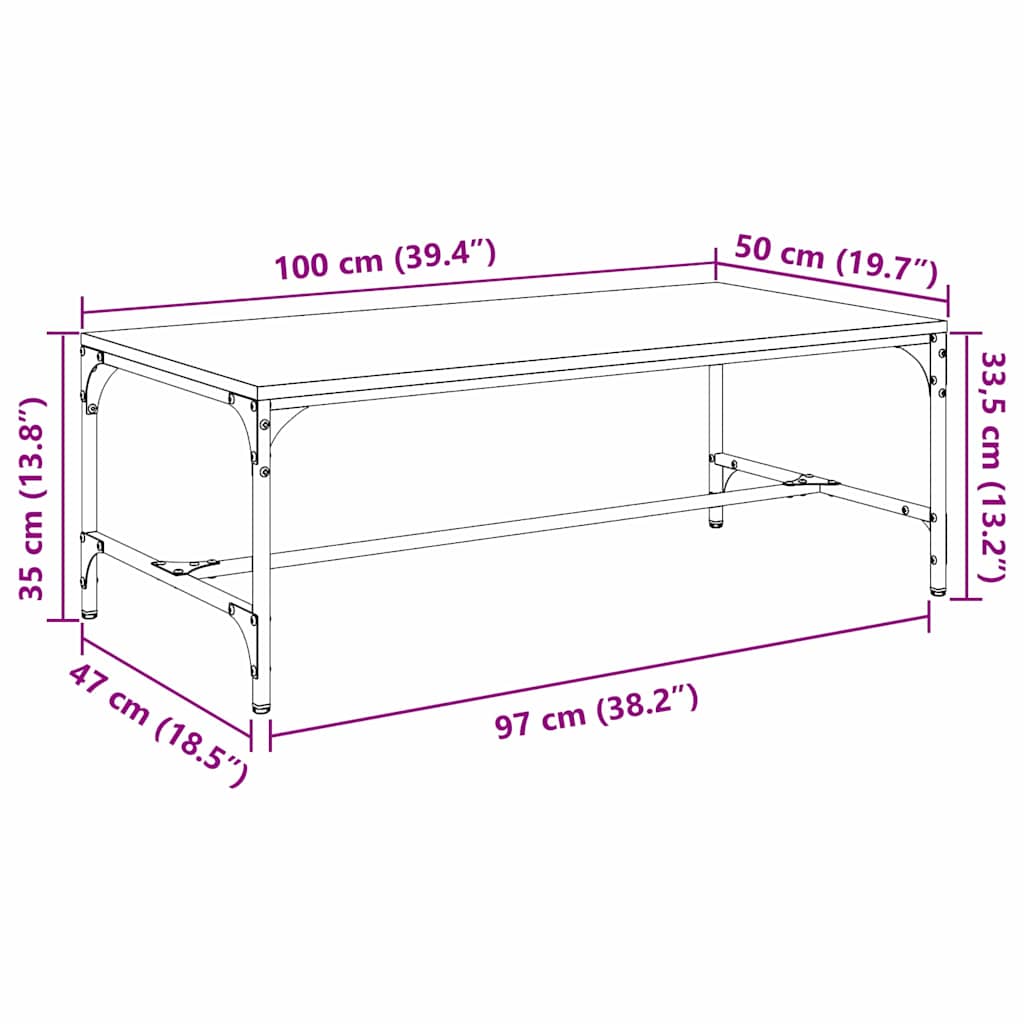 Couchtisch Altholz 100 x 50 x 35 cm Holzwerkstoff