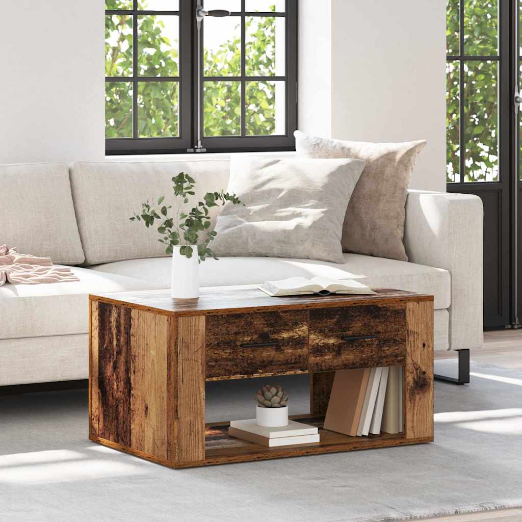 Couchtisch mit Schubladen Altholz 80 x 50 x 40 cm Holzwerkstoff