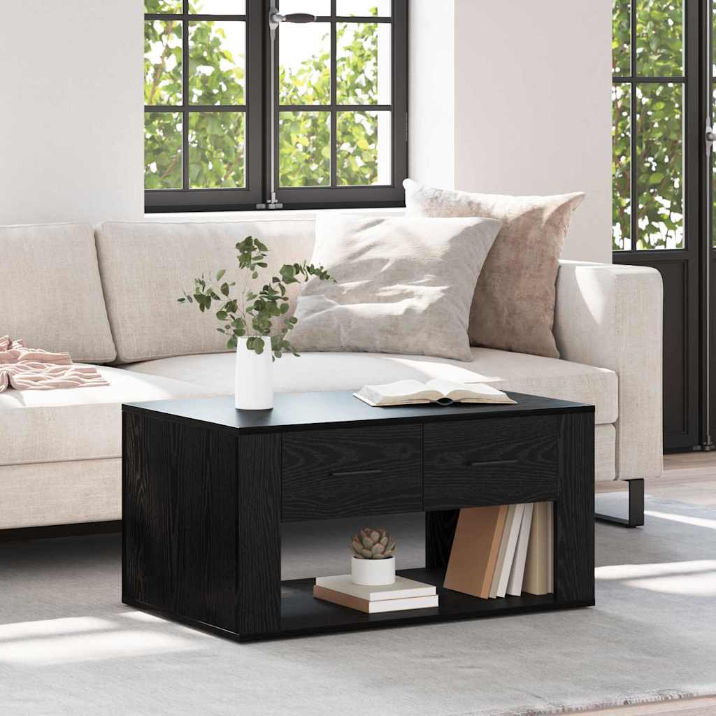 Couchtisch Schwarz Eichen-Optik 80 x 50 x 40 cm Holzwerkstoff