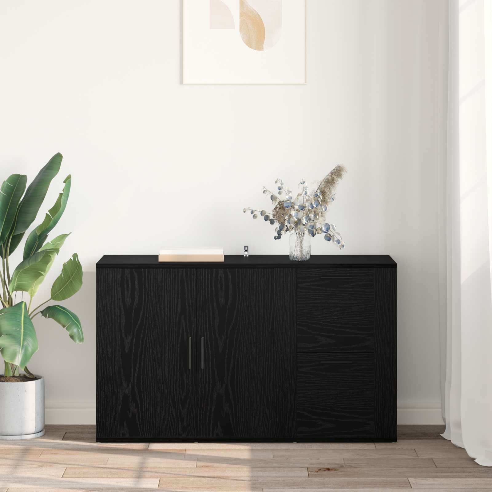 Sideboard Schwarz Eichen-Optik 100 x 33 x 59,5 cm Holzwerkstoff