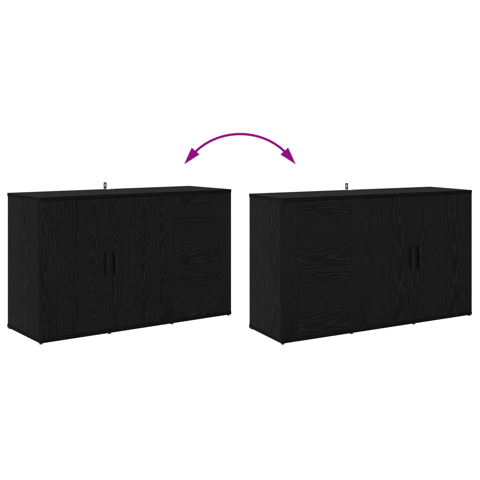 Sideboard Schwarz Eichen-Optik 100 x 33 x 59,5 cm Holzwerkstoff