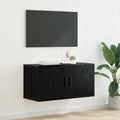 Wandmontiertes TV-Regal Schwarz Eichen-Optik 80 x 34,5 x 40 cm