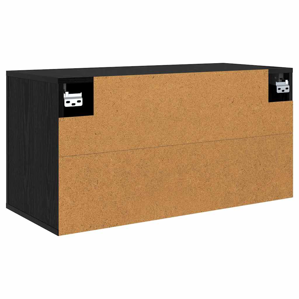 Wandmontiertes TV-Regal Schwarz Eichen-Optik 80 x 34,5 x 40 cm