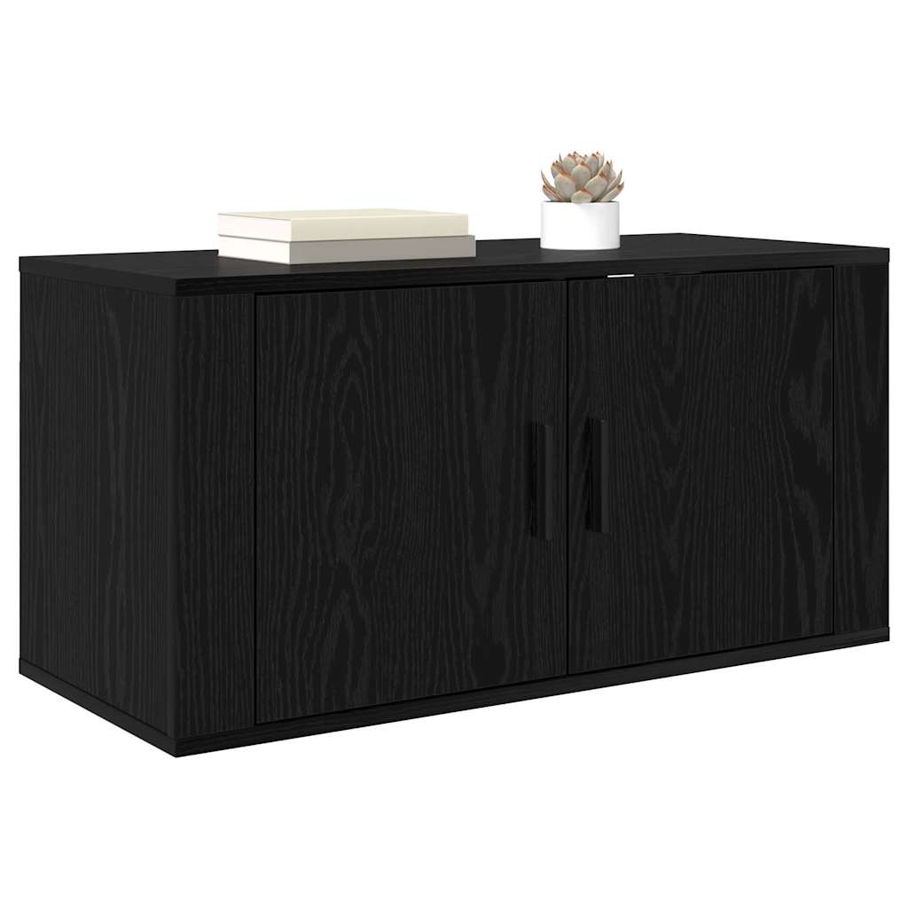 Wandmontiertes TV-Regal Schwarz Eichen-Optik 80 x 34,5 x 40 cm