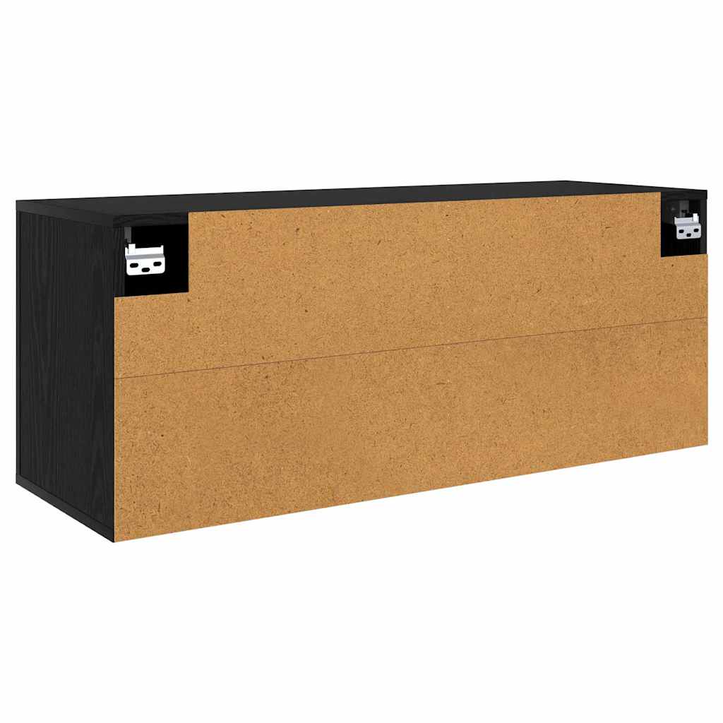 Wandmontiertes TV-Regal Schwarz Eichen-Optik 100 x 34,5 x 40 cm