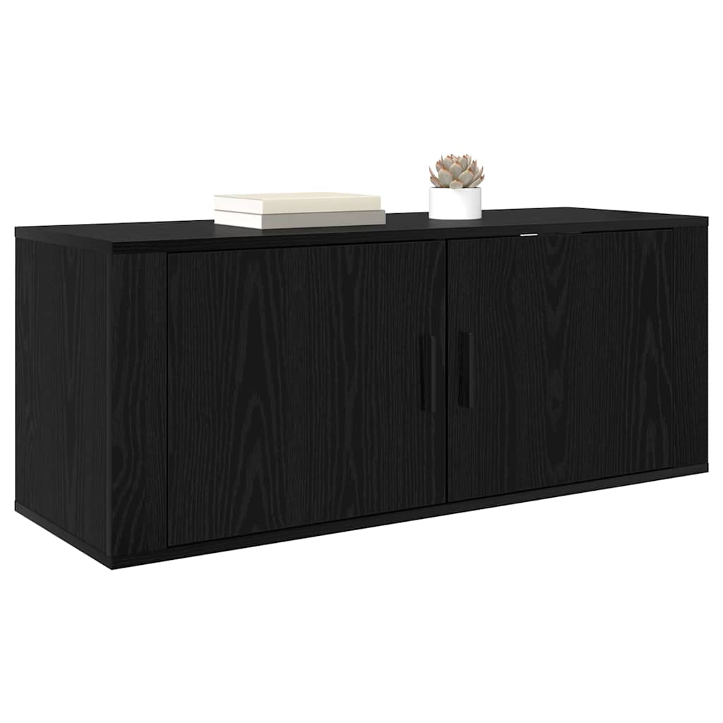 Wandmontiertes TV-Regal Schwarz Eichen-Optik 100 x 34,5 x 40 cm