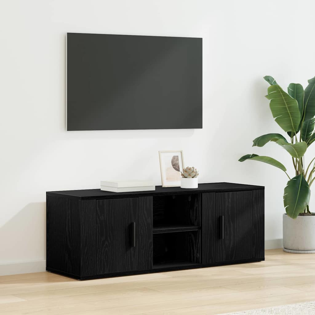 TV-Schränk Schwarz Eichen-Optik 100 x 31,5 x 35 cm