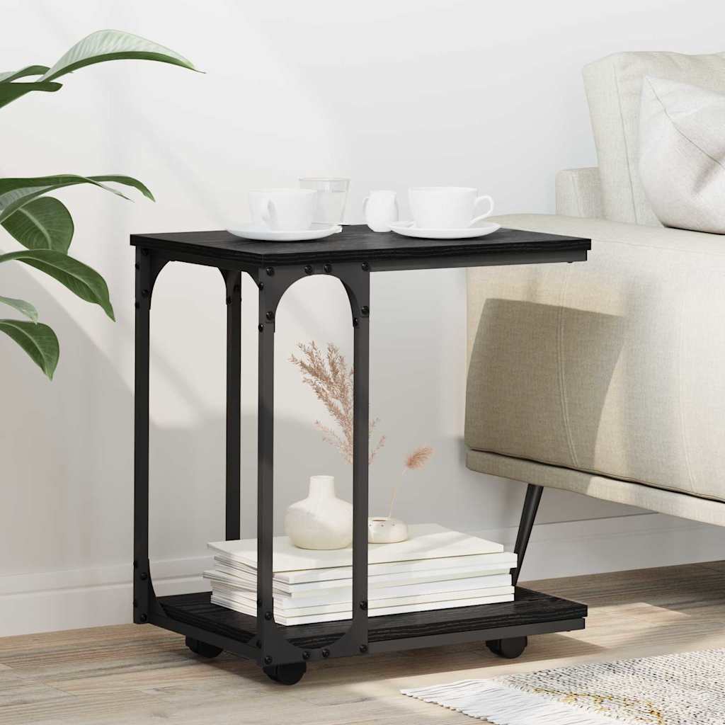 Beistelltisch mit Regal Schwarz Eichen-Optik 50 x 35 x 55.5 cm