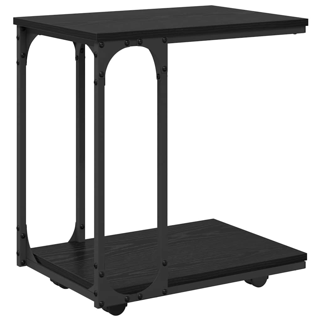 Beistelltisch mit Regal Schwarz Eichen-Optik 50 x 35 x 55.5 cm