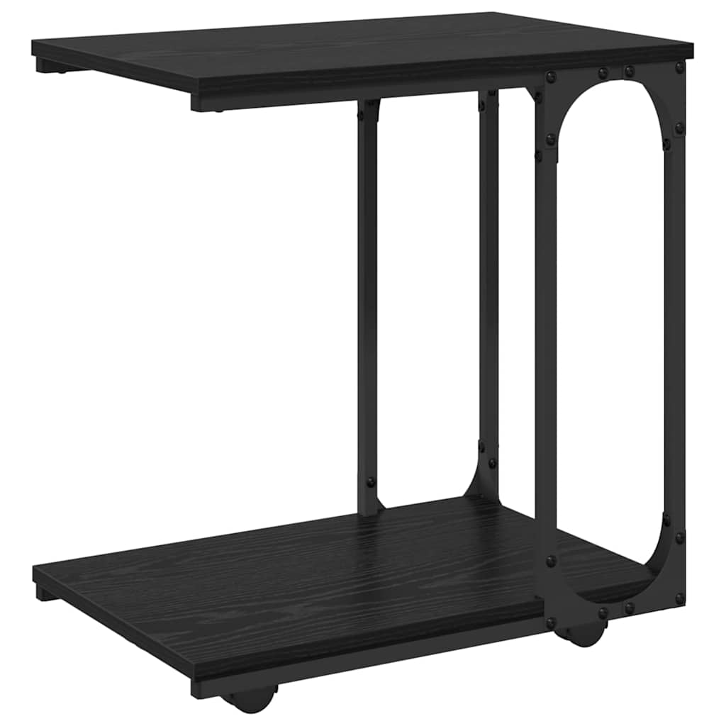 Beistelltisch mit Regal Schwarz Eichen-Optik 50 x 35 x 55.5 cm