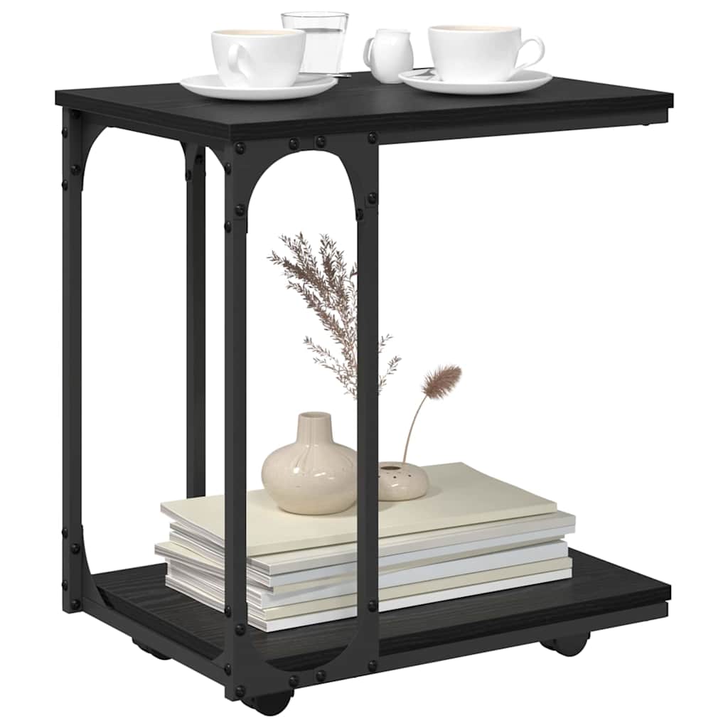 Beistelltisch mit Regal Schwarz Eichen-Optik 50 x 35 x 55.5 cm