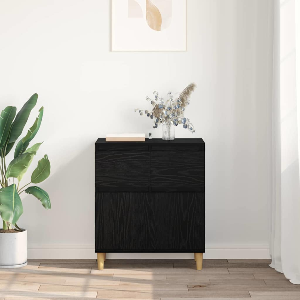 Sideboard Schwarz Eichen-Optik 60 x 35 x 70 cm Holzwerkstoff