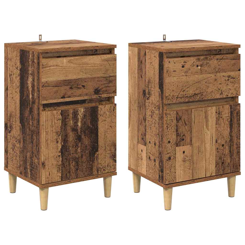 Nachttisch 2 pcs Altholz 40 x 35 x 70 cm Holzwerkstoff