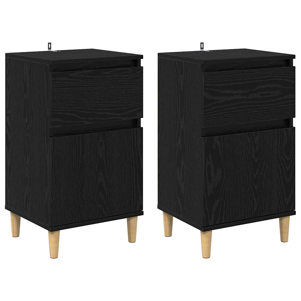 Nachttisch 2 pcs Schwarz Eichen-Optik 40 x 35 x 70 cm
