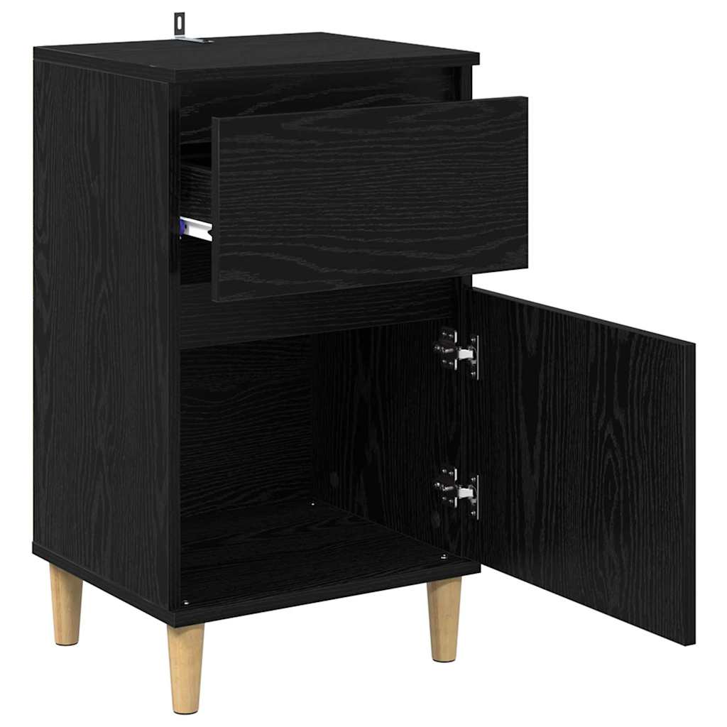 Nachttisch 2 pcs Schwarz Eichen-Optik 40 x 35 x 70 cm