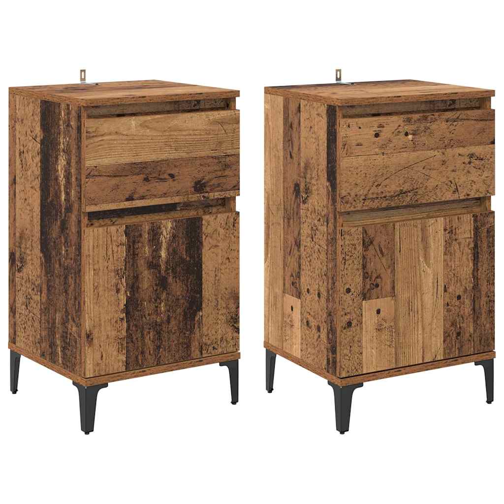 Nachttisch 2 pcs Altholz 40 x 35 x 70 cm Holzwerkstoff