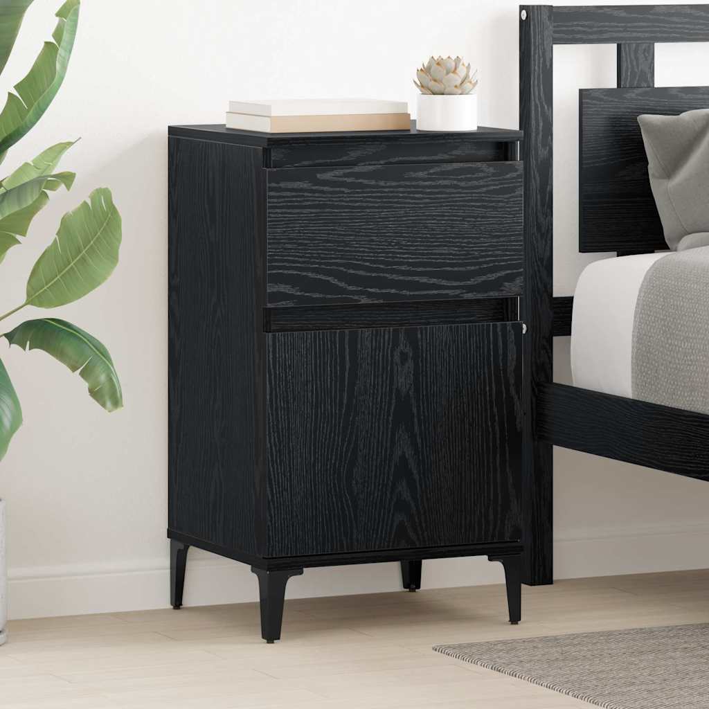 Nachttisch 2 pcs Schwarz Eichen-Optik 40 x 35 x 70 cm