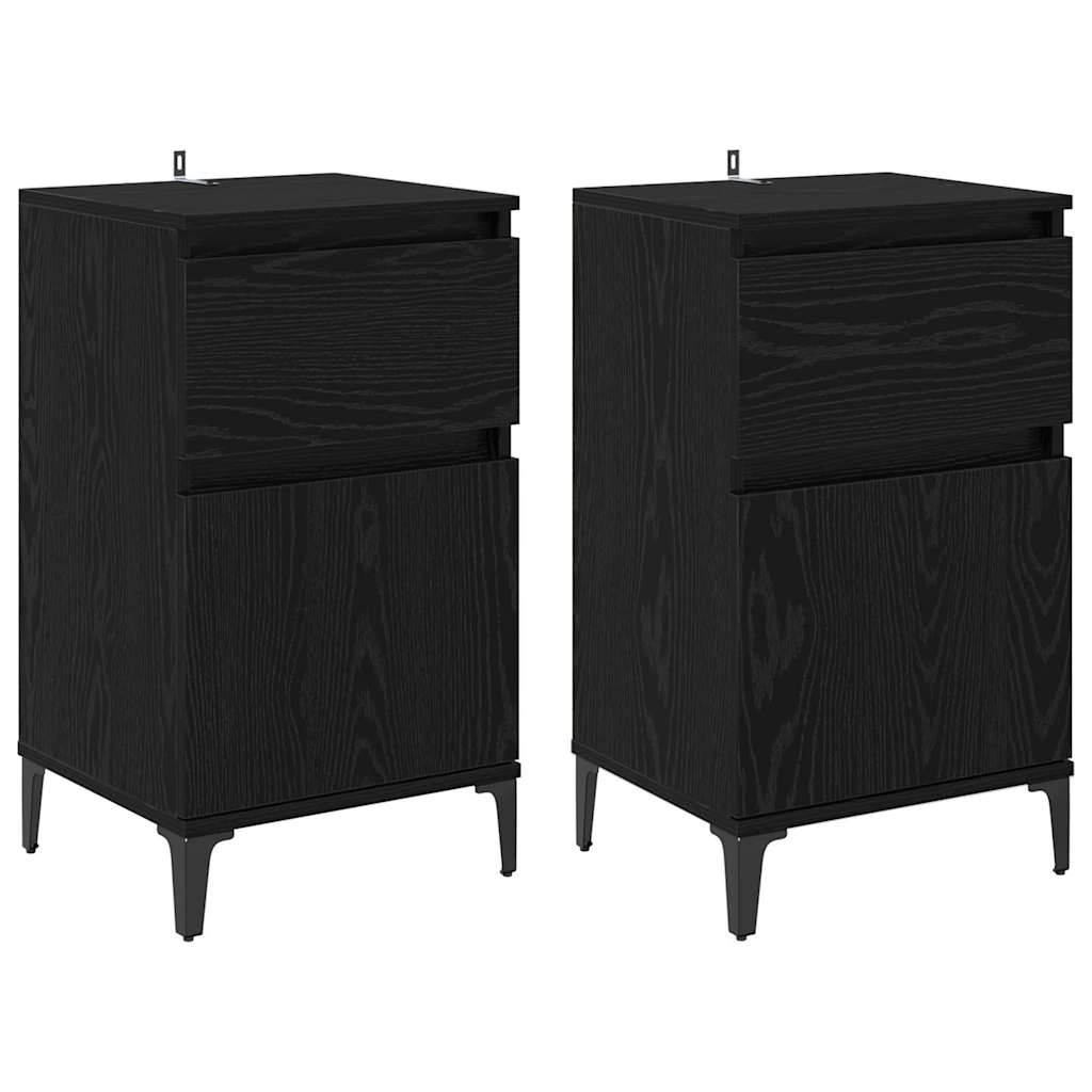 Nachttisch 2 pcs Schwarz Eichen-Optik 40 x 35 x 70 cm