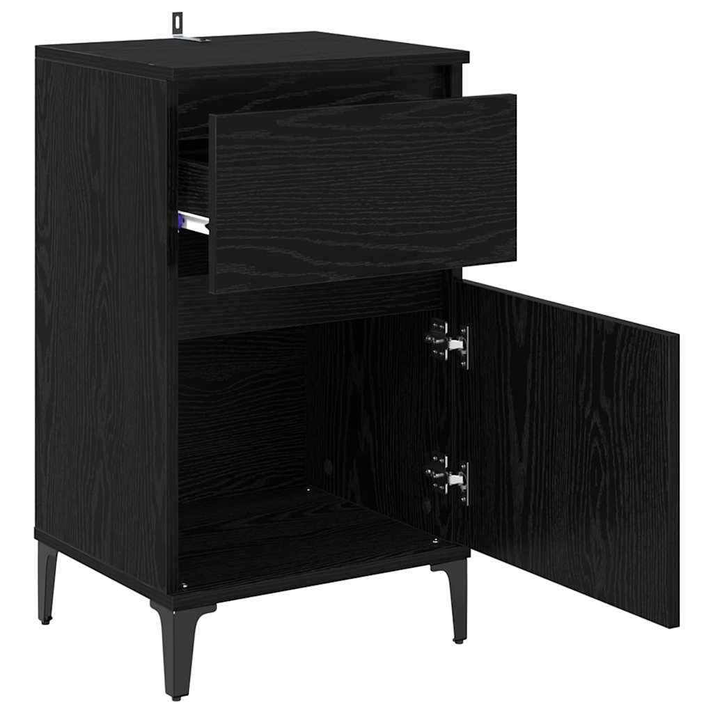 Nachttisch 2 pcs Schwarz Eichen-Optik 40 x 35 x 70 cm