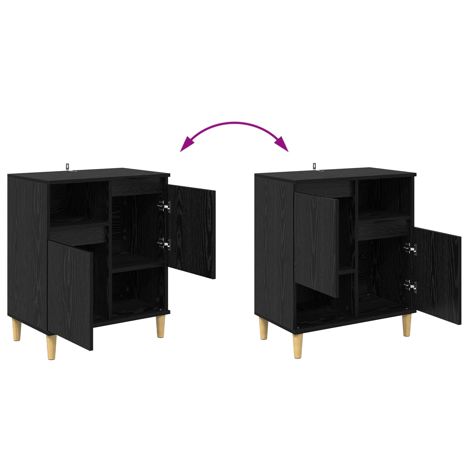 Sideboard Schwarz Eichen-Optik 35 x 60 x 70 cm Holzwerkstoff