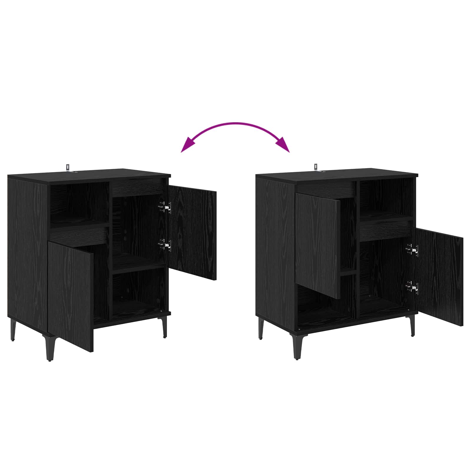 Sideboard Schwarz Eichen-Optik 60 x 35 x 70 cm Holzwerkstoff