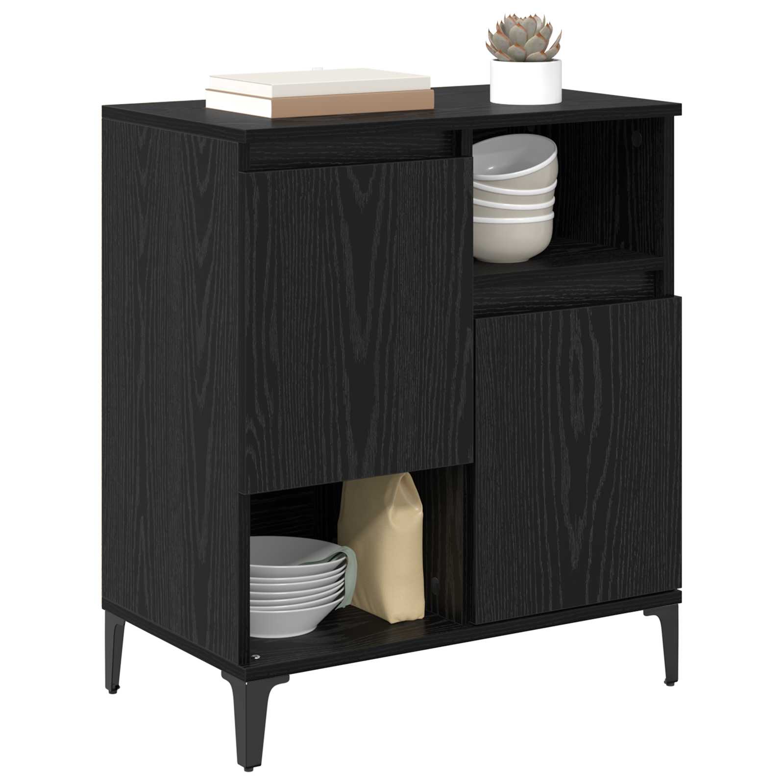Sideboard Schwarz Eichen-Optik 60 x 35 x 70 cm Holzwerkstoff