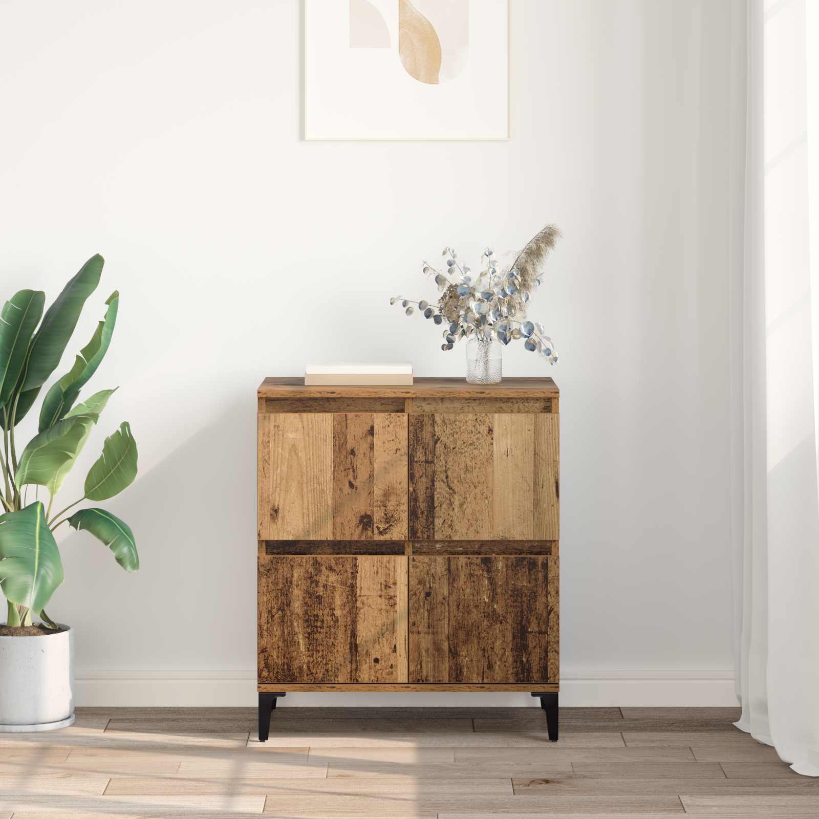 Sideboard Altholz 60 x 35 x 70 cm Verbundholz und Eisen