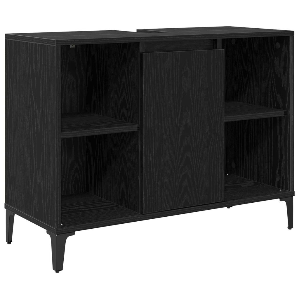Waschbeckenunterschrank Schwarz Eichen-Optik 80 x 33 x 60 cm