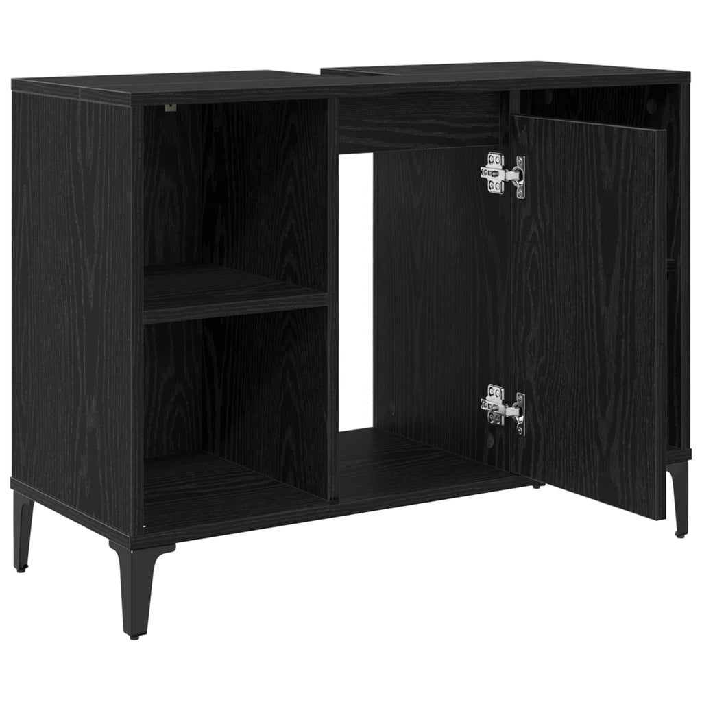Waschbeckenunterschrank Schwarz Eichen-Optik 80 x 33 x 60 cm