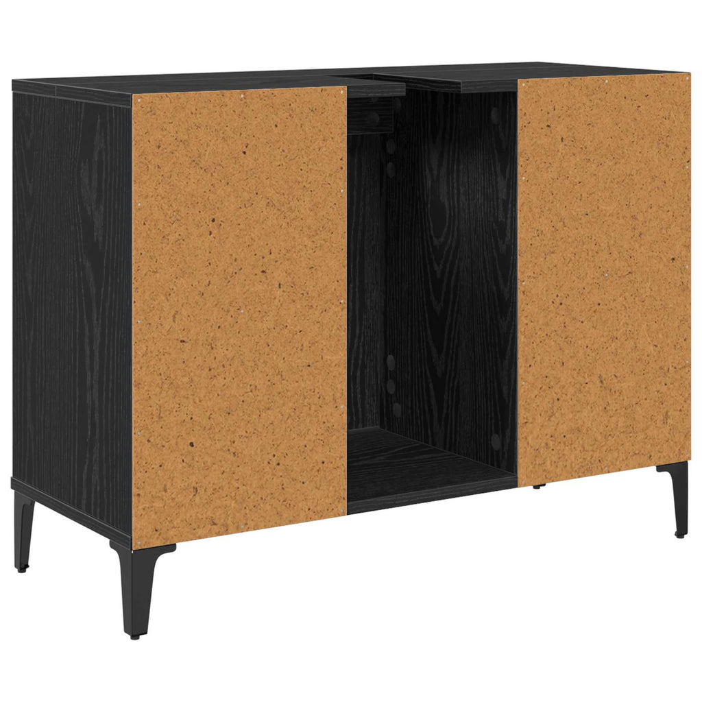 Waschbeckenunterschrank Schwarz Eichen-Optik 80 x 33 x 60 cm