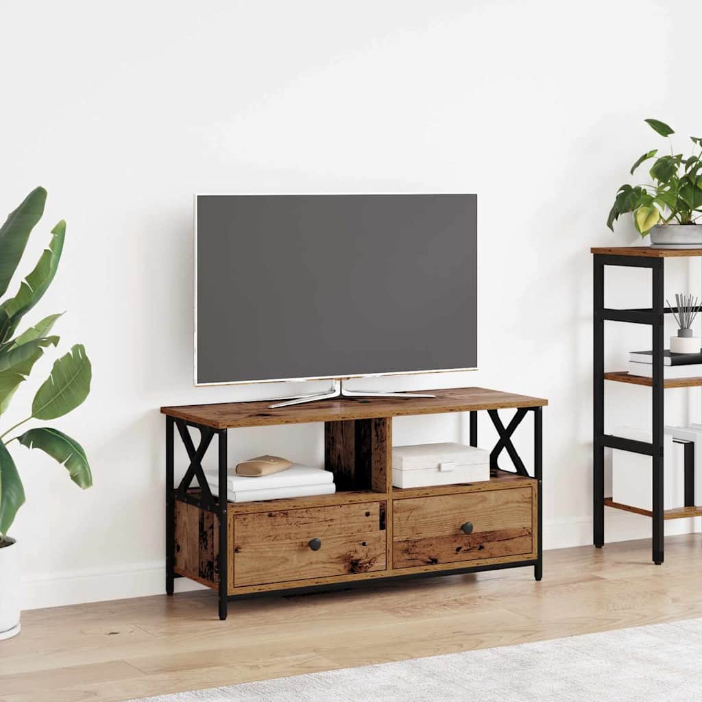 TV-Schränk Altholz 90 x 33 x 45 cm Ingenieure Holz und Stahl