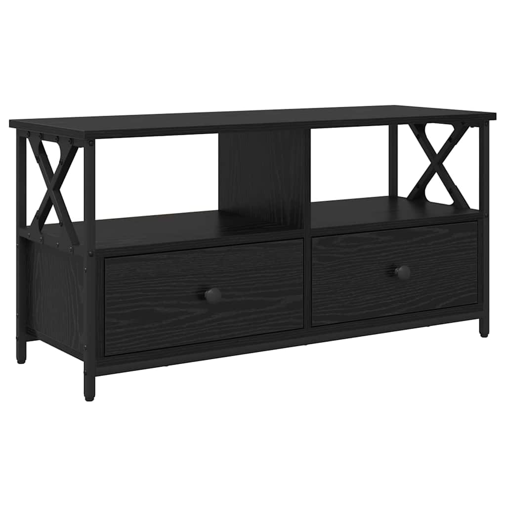 TV-Schränk mit Schubladen Schwarz Eichen-Optik 90 x 33 x 45 cm
