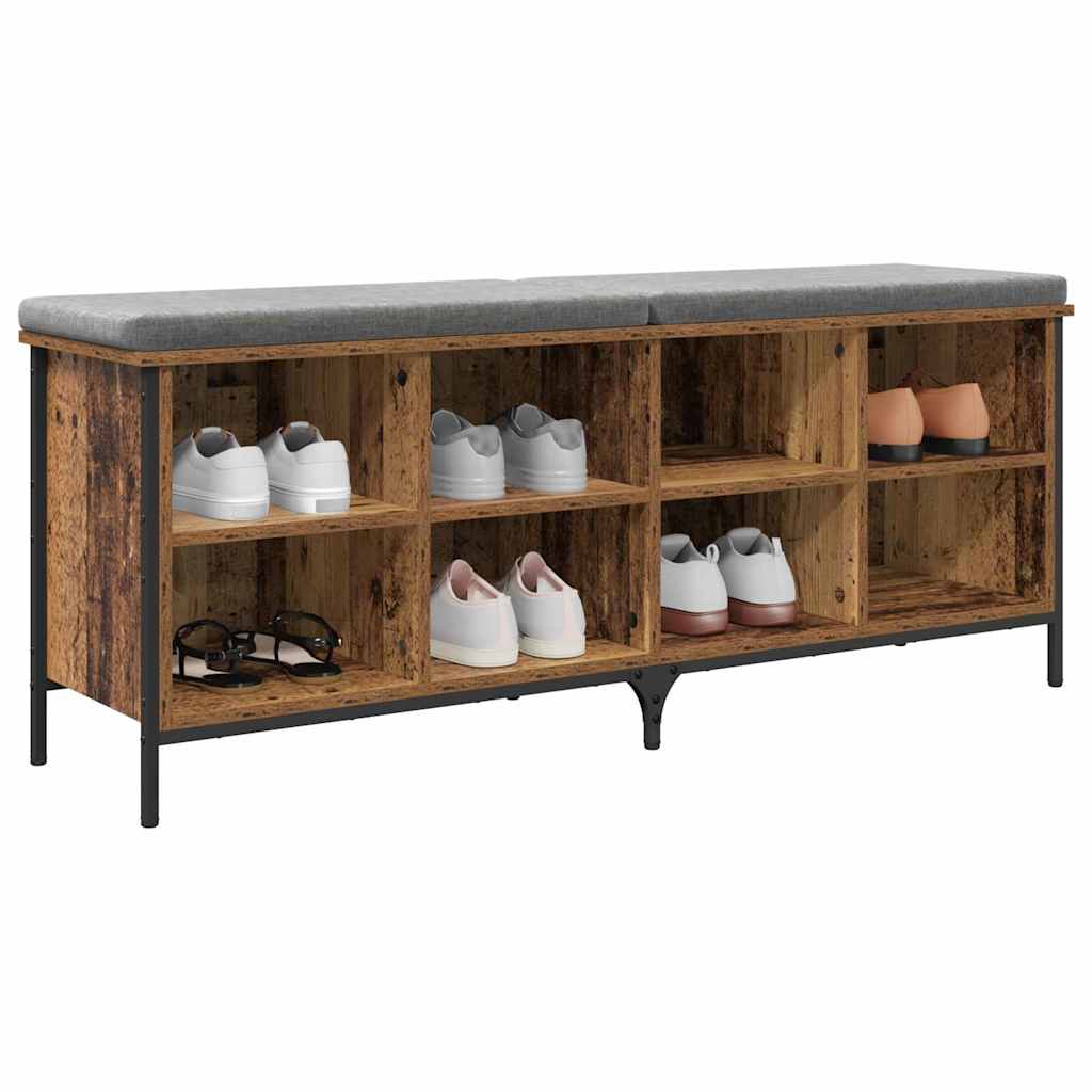 Schuhschrank Altholz 131 x 35 x 50 cm Verbundholz und Eisen