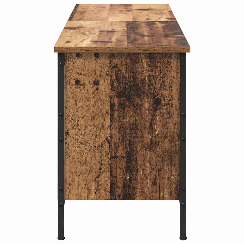 Schuhschrank Altholz 131 x 35 x 50 cm Verbundholz und Eisen