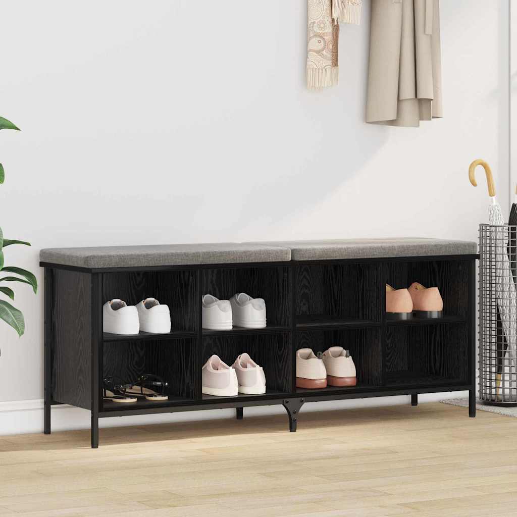 Schuhschrank mit Regal Schwarz Eichen-Optik 131 x 35 x 50 cm