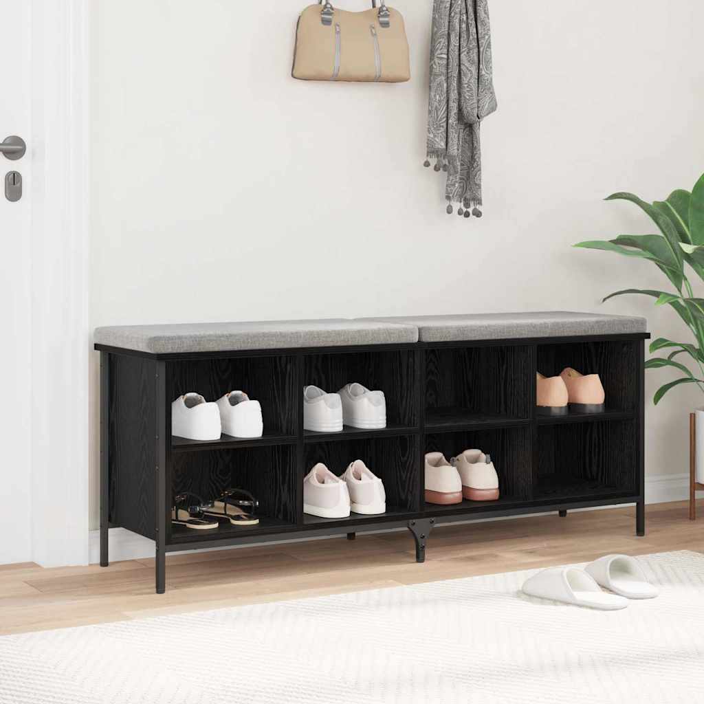 Schuhschrank mit Regal Schwarz Eichen-Optik 131 x 35 x 50 cm