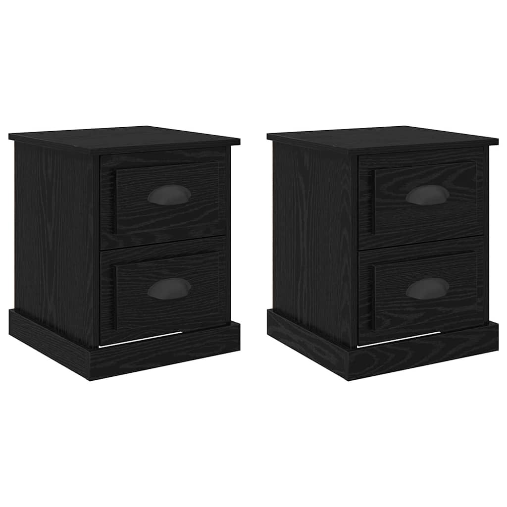 Nachttisch 2 pcs Schwarz Eichen-Optik 39 x 39 x 47,5 cm