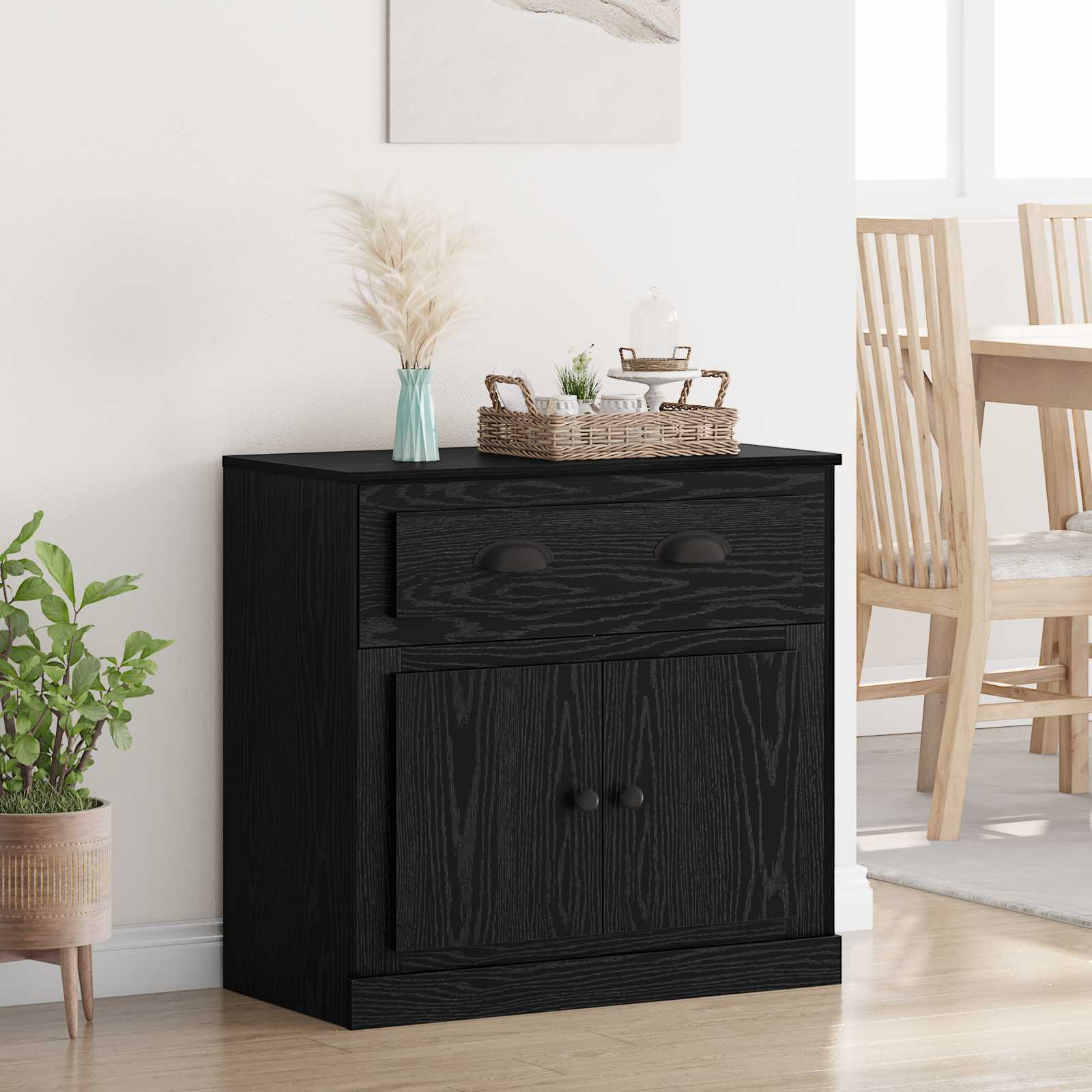 Highboard Schwarz Eichen-Optik 70 x 35,5 x 67,5 cm