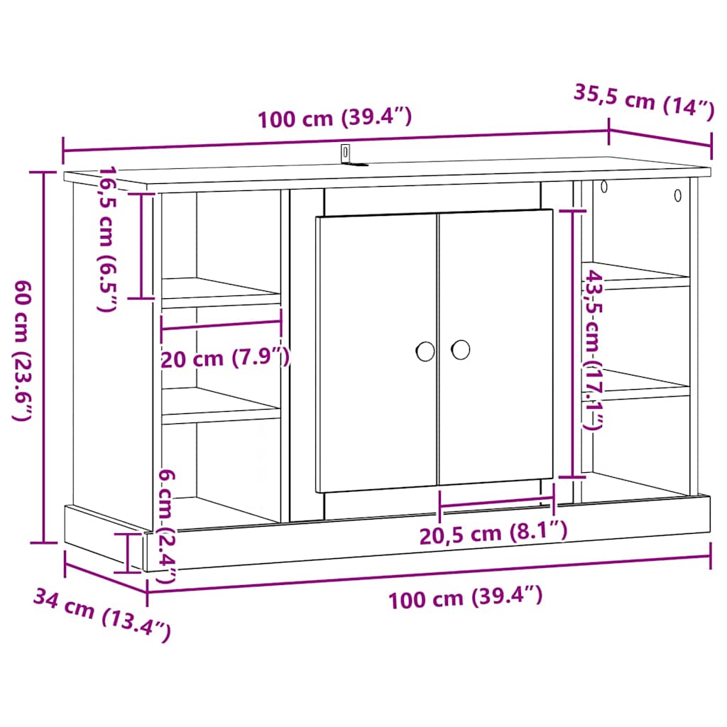 Sideboard Altholz 100 x 35,5 x 60 cm Holzwerkstoff