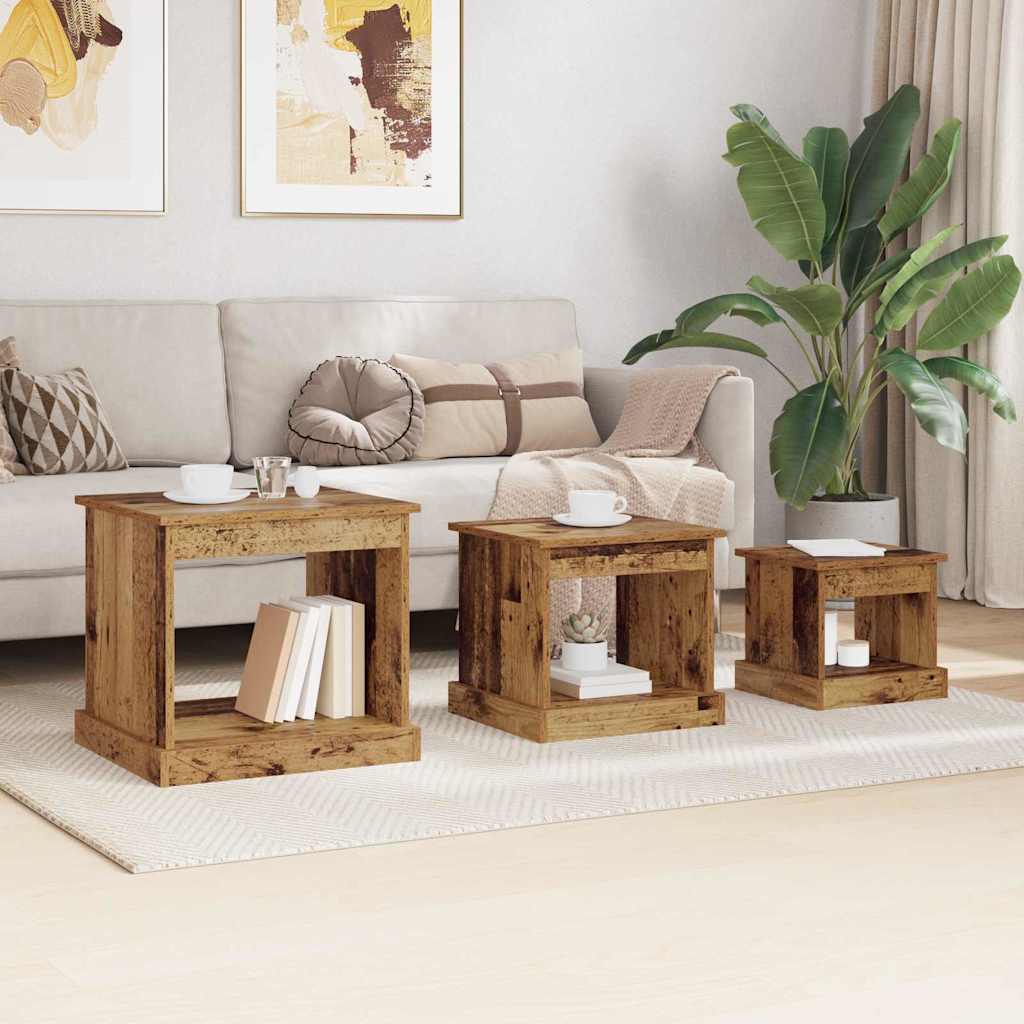 Couchtisch 3 pcs Altholz Holzwerkstoff