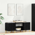 Schallplattenschrank Schwarz Eichen-Optik 121 x 38 x 48 cm