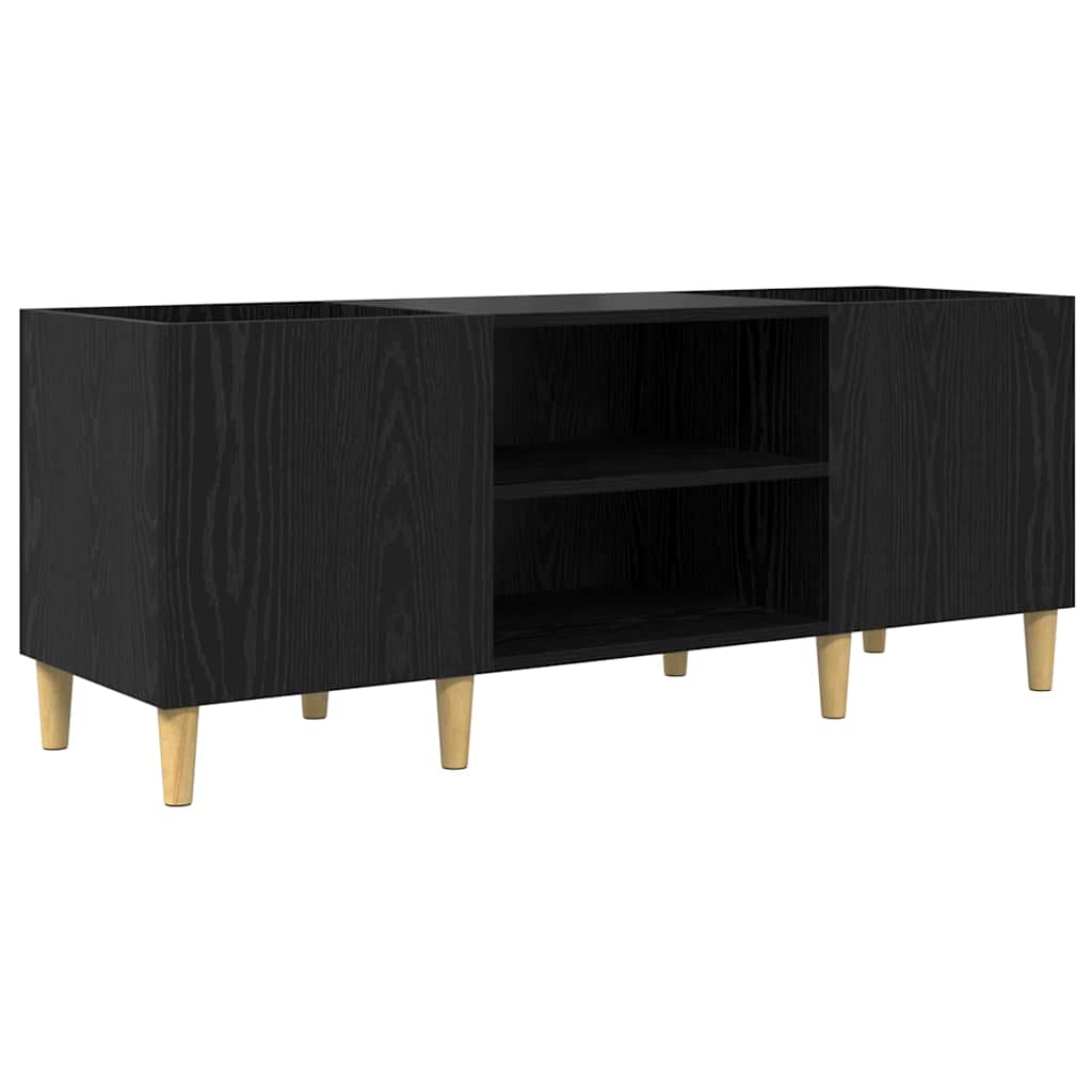 Schallplattenschrank Schwarz Eichen-Optik 121 x 38 x 48 cm
