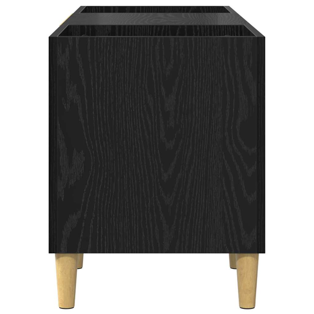 Schallplattenschrank Schwarz Eichen-Optik 121 x 38 x 48 cm