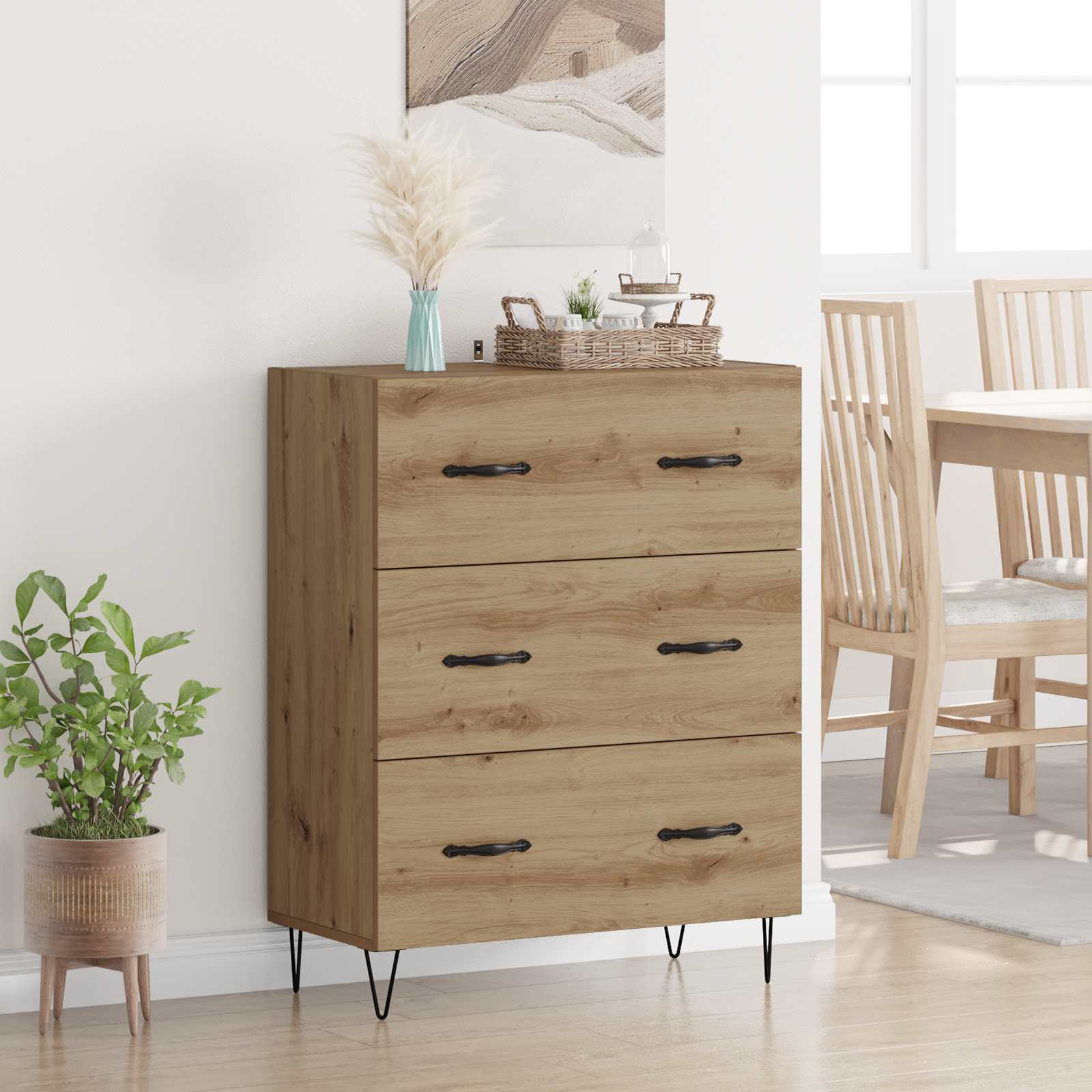 Sideboard Artisan-Eiche 69,5 x 34 x 90 cm Verbundholz und Eisen