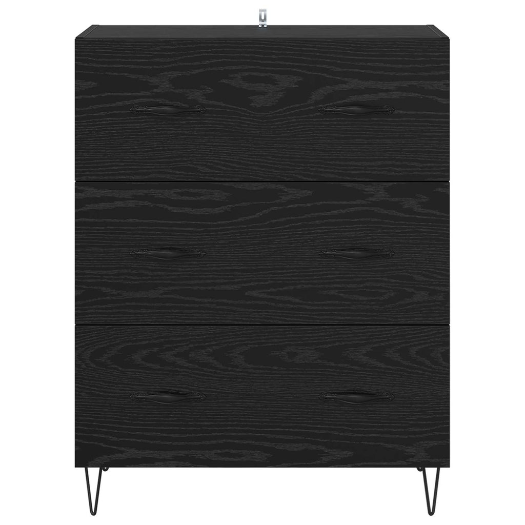 Sideboard mit Schubladen Schwarz Eichen-Optik 69,5 x 34 x 90 cm