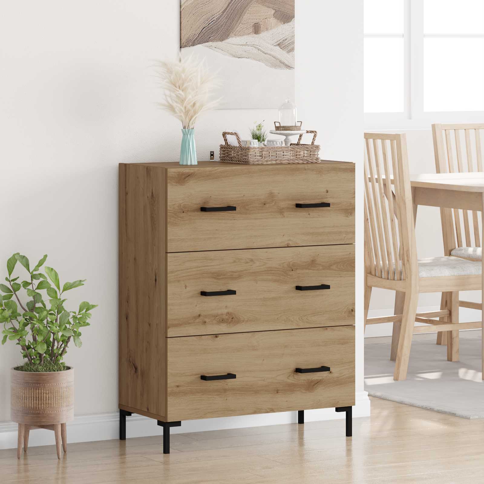 Sideboard Artisan-Eiche 69,5 x 34 x 90 cm Verbundholz und Eisen
