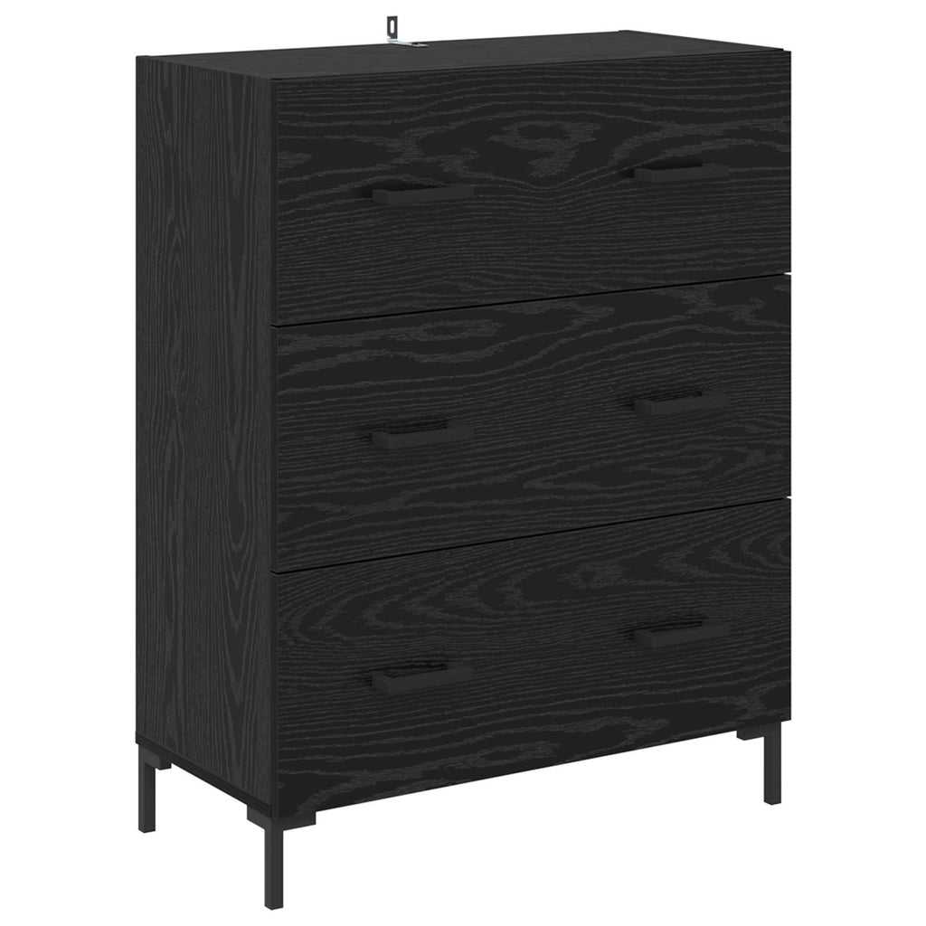 Sideboard mit Schubladen Schwarz Eichen-Optik 69,5 x 34 x 90 cm