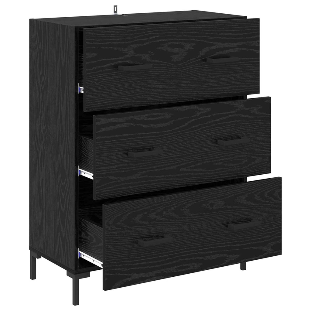 Sideboard mit Schubladen Schwarz Eichen-Optik 69,5 x 34 x 90 cm